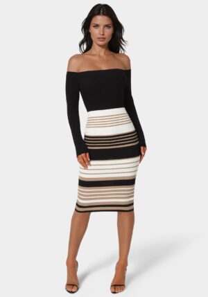 Off Shoulder Stripe Dress
